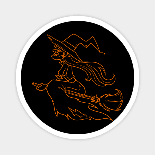 Halloween Witch Orange Line Magnet